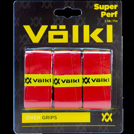 Volkl Super Perf Over Grip Overgrip Tennis Squash Badminton - 3 Pack - Red.