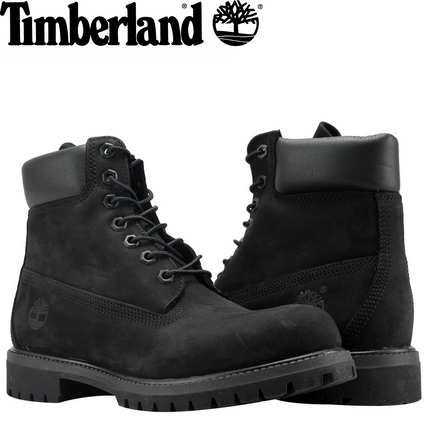 TIMBERLAND Mens 6" Premium Waterproof Boots Original Iconic Shoes - Black Nubuck