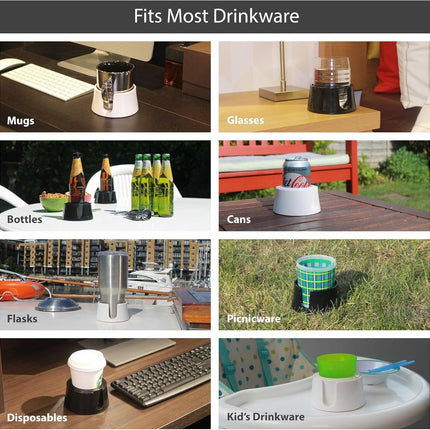 Table Coaster Anti-Spill Drink Holder Tray Couch Seat Car Office Travel - White.