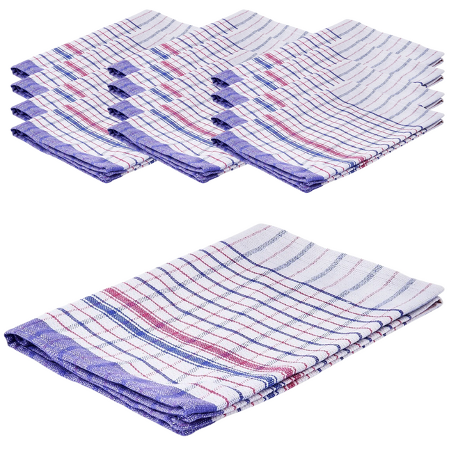 12pcs 100% Cotton Jumbo Tea Towel 90cm x 63cm - Assorted Colours.