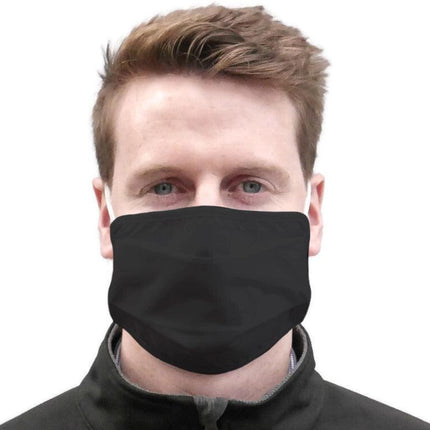 TIGERPLAST Fabric Face Mask Washable Reusable Mask Protect Anti-Microbial Mouth Cover - Black.