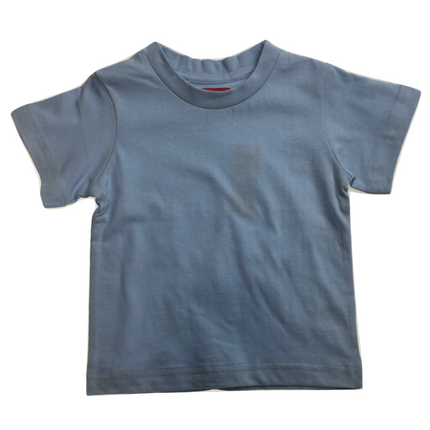 TODDLER PLAIN T SHIRT 100% COTTON Basic Blank Tee Top Teen Teenager Crew Kids - Sky Blue - 1.