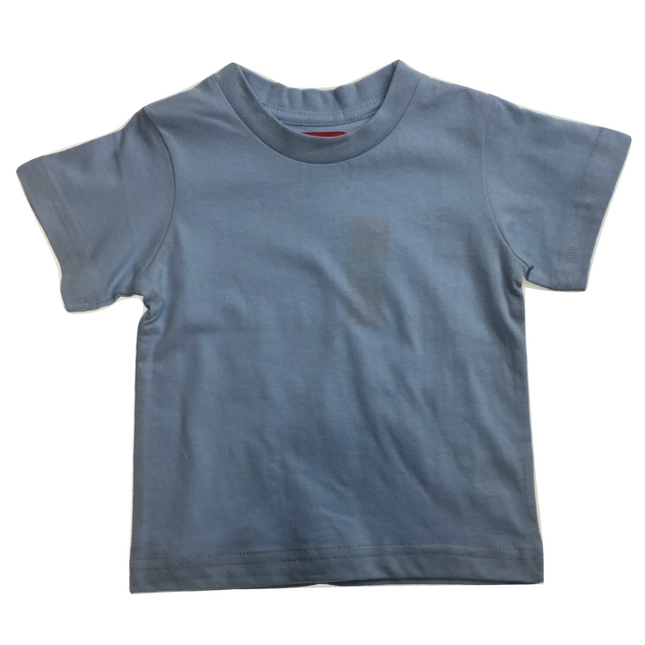 TODDLER PLAIN T SHIRT 100% COTTON Basic Blank Tee Top Teen Teenager Crew Kids - Sky Blue - 1.