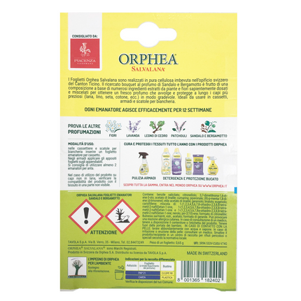 Orphea 12pcs Clothes Protector Sandalwood & Bergamot Scented Strips for Drawers/Closets.