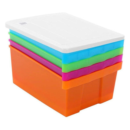 MEGA 4 Tier Drawer Storage Shelf Unit Organiser Plastic Level Office Cabinet in Coloured.