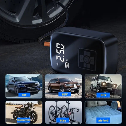 Rechargeable Car Tire Bike Air Pump Tire Inflator Portable Compressor Digital Cordles.