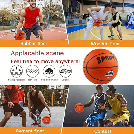 Classic Rubber Basketball Training Standard Size Downtown for NBA- Black/Orange.