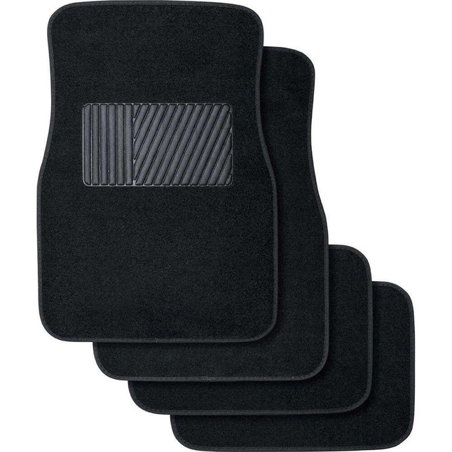 4pcs Car Floor Mats Front Rear Rubber Black Universal Fit Carpet Set Heavy Duty.
