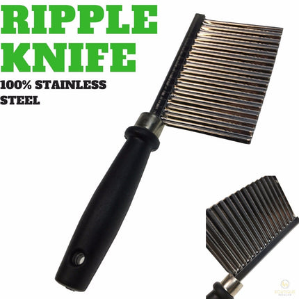 LARGE RIPPLE JELLY KNIFE Stainless Steel Blade Potato Crinkle Wavy Cutter Slicer.
