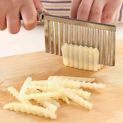 LARGE RIPPLE JELLY KNIFE Stainless Steel Blade Potato Crinkle Wavy Cutter Slicer.