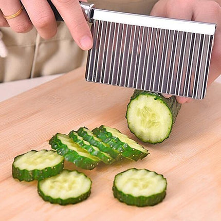 LARGE RIPPLE JELLY KNIFE Stainless Steel Blade Potato Crinkle Wavy Cutter Slicer.