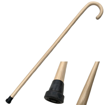 93cm WOODEN WALKING STICK Wood Cane Pole Carved Varnished Deluxe Sturdy - Beige.