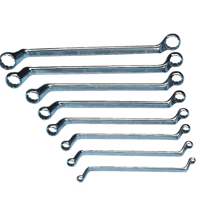 Wurth Double-End Box Wrench Set, Deep Offset – 8 Piece Metric, POWERDRIV Bi-Hex, Chrome Vanadium Steel.