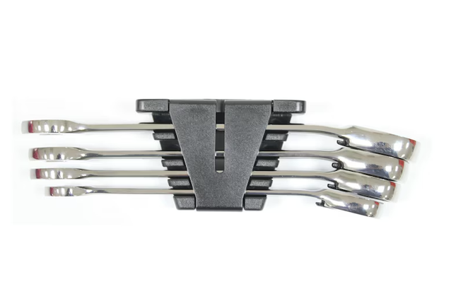 Wurth 4pcs Ratchet Combination Wrench Set with Reversing Lever – Chrome Vanadium Steel, 72-Tooth, High-Gloss Finish.