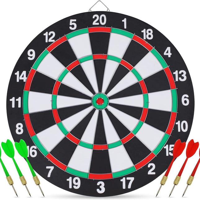 15" Dartboard Dart Board with Steel Darts Professional Competition Party Game.