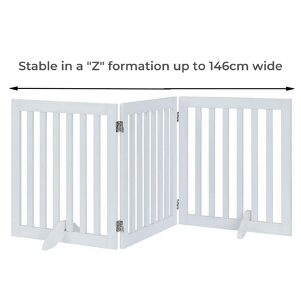 Three Panel Freestanding Dog Gate, White.