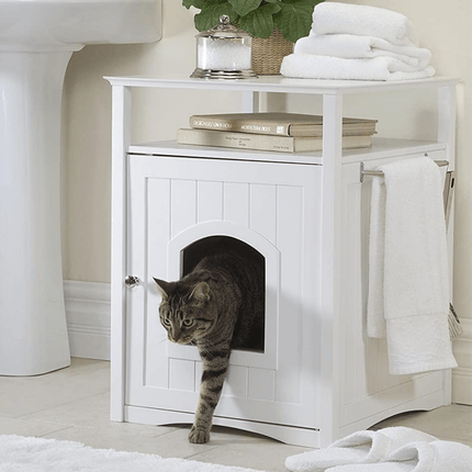Jasper 2 Cat Litter Cabinet, White.