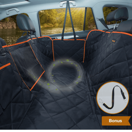 iBuddy Dog Seat Cover Car Hammock w/ Mesh Window & Dog Seat Belt.