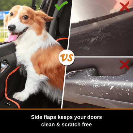 iBuddy Dog Seat Cover Car Hammock w/ Mesh Window & Dog Seat Belt.
