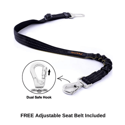 iBuddy Dog Seat Cover Car Hammock w/ Mesh Window & Dog Seat Belt.