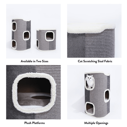 Tri-Level Square Cat Condo with Sherpa Lining.
