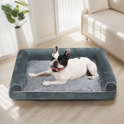 XXL Size PawfectFriend Orthopedic Dog Bed 3-Side Comfort Bolster Padded Calming Mattress Bed with Removable Cover.
