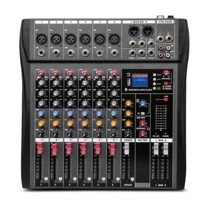 Hridz 6 Channels Bluetooth Mixer DJ Live Studio Audio Mixer USB Console Amplifier AUX.