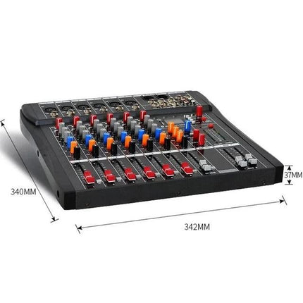 Hridz 6 Channels Bluetooth Mixer DJ Live Studio Audio Mixer USB Console Amplifier AUX.