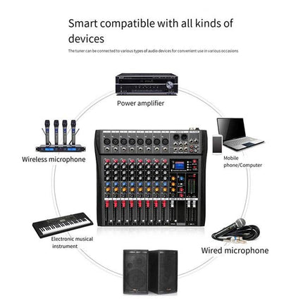 Hridz CT-80S Professional Audio Mixer – 8 Channels Bluetooth USB Mixer with Effects, 48V Phantom Power, and Built-in Sound Card, 8 Channels Audio Sound Mixer Mixing DJ Console USB with 48V Phantom Power.