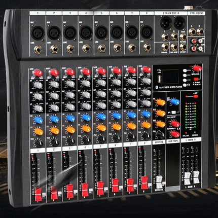 Hridz CT-80S Professional Audio Mixer – 8 Channels Bluetooth USB Mixer with Effects, 48V Phantom Power, and Built-in Sound Card, 8 Channels Audio Sound Mixer Mixing DJ Console USB with 48V Phantom Power.
