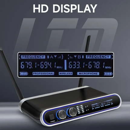 Hridz Wireless UHF Microphone Kit Dual Handheld Mics with 100m Range Receiver for Karaoke Meetings Parties.
