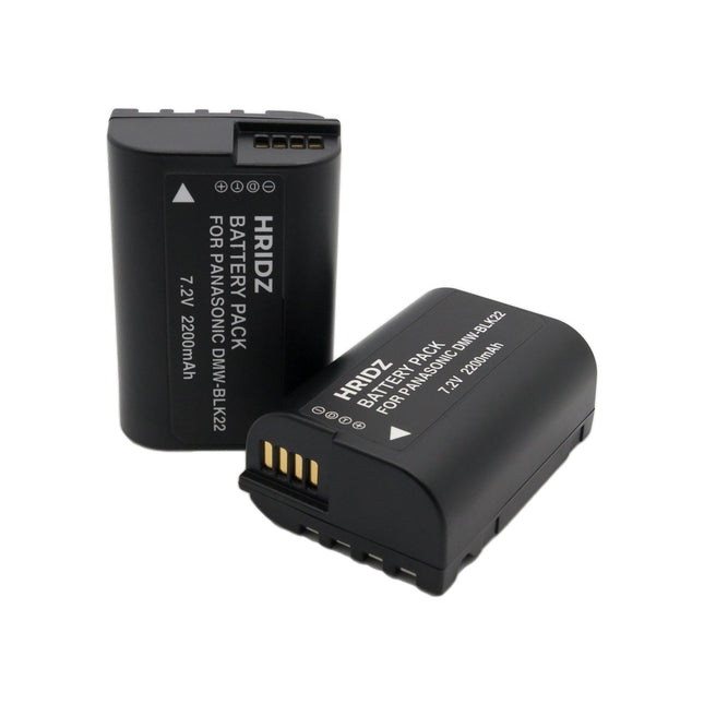 Hridz BLK22 Battery and Dual charger pack for Panasonic DMW-BLK22 LUMIX DSLR - combo-pack.