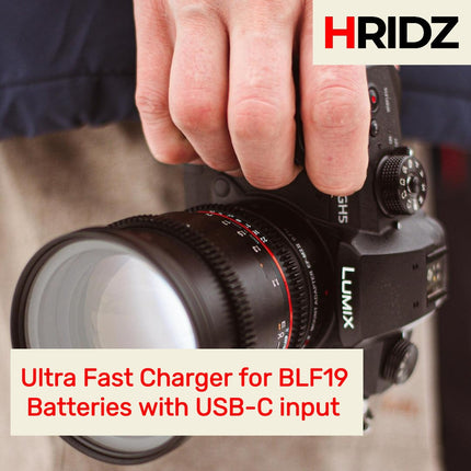 Hridz DMW-BLF19 Dual Charger For Panasonic GH3 & GH4 camera batteries.