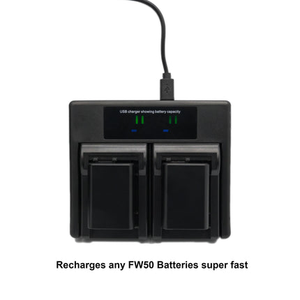 Hridz FW50 Battery Charger for Sony Alpha A7 A7II NEX-3 3N 5 NEX-6 NEX-7.