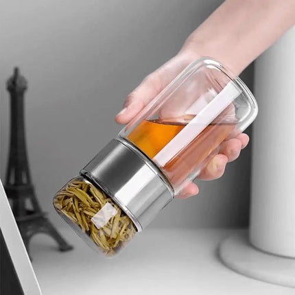 Double Wall Glass Tea Infuser Bottle.