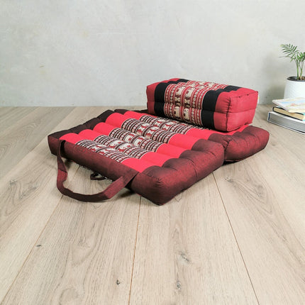 Foldable Meditation Cushion + Seating Block Set RedEle.