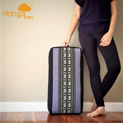 Oblong Meditation Cushion/ Yoga Bolster Prop Kapok Filled BlueEle.