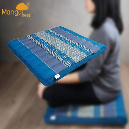 Thai Kapok Meditation Cushion Yoga Seat Blue.