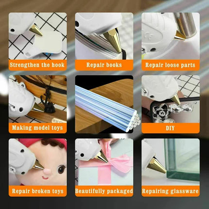 2 X HOT MELT GLUE GUN TRIGGER ADHESIVE WITH STICKS REPAIR KIT FOR USE.