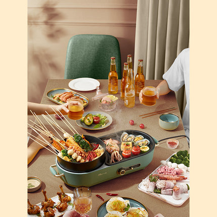 BEAR Multi-functional 2-in-1 Cooking Hot Pot And Griddle Barbecue Machine DKL-C15L1.