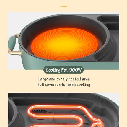 BEAR Multi-functional 2-in-1 Cooking Hot Pot And Griddle Barbecue Machine DKL-C15L1.