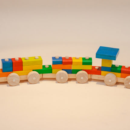 Coloured wooden cars.