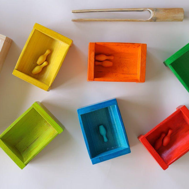 Coloured Bamboo Sorting Containers.