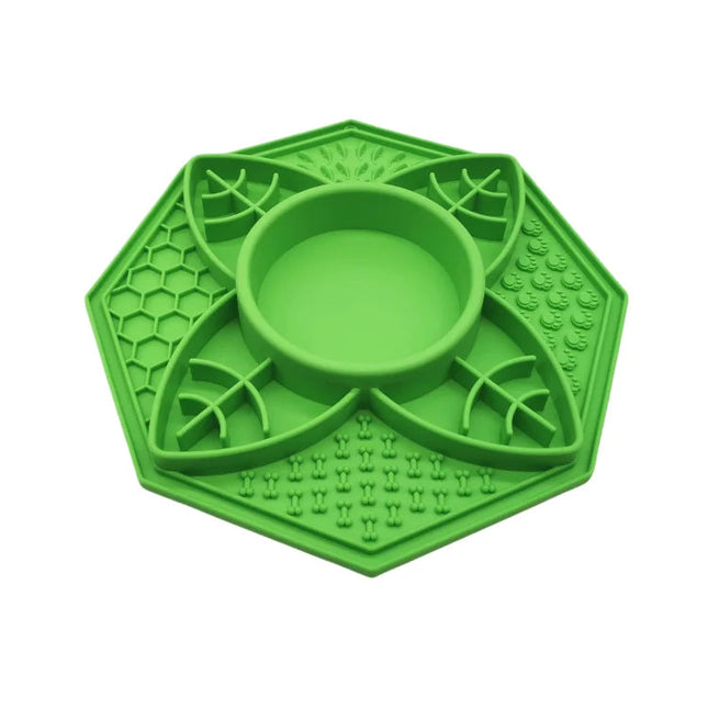 Flower Mandala Slow Feeder Lick Mat Bowl - Green.