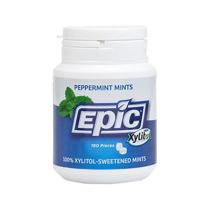 Epic Xylitol (Sugar-Free) Mints Peppermint 180 Piece Tub.