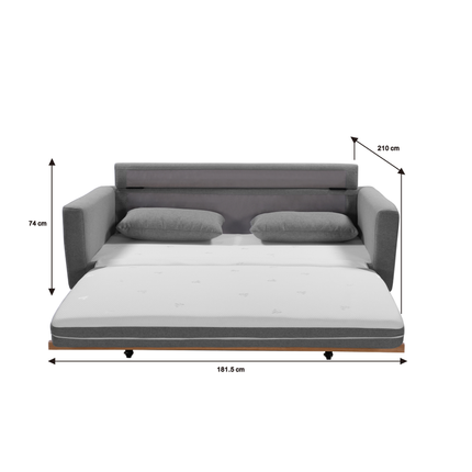 SHASA 2 Seater Pull-out Sofa bed Grey celadon.