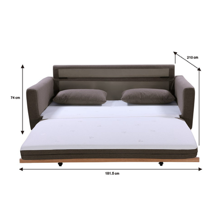 SHASA 2 Seater Pull-out Sofa bed Grey taupe.