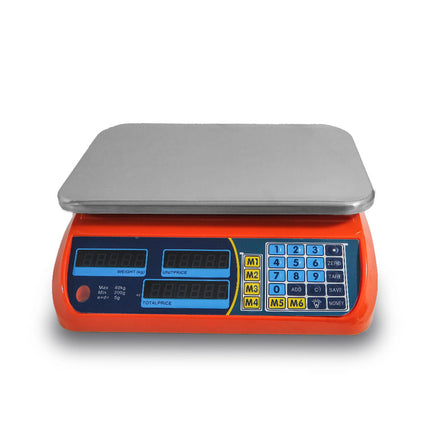 Kitchen Scale Digital Commercial Postal Shop Electronic Weight Scales Food 40KG - orange.