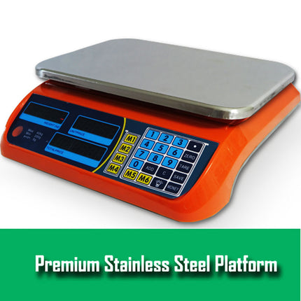 Kitchen Scale Digital Commercial Postal Shop Electronic Weight Scales Food 40KG - orange.
