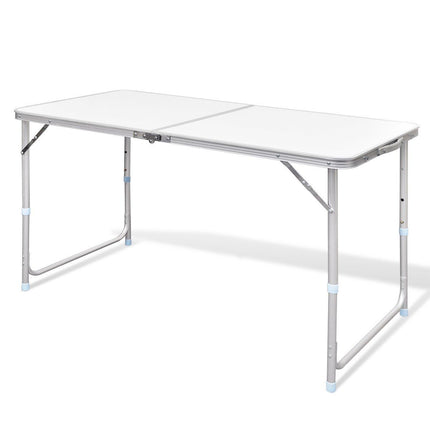 Aluminium Folding Portable Garden Camping Picnic BBQ Table Height Adjustable 120 x 60 cm - white.